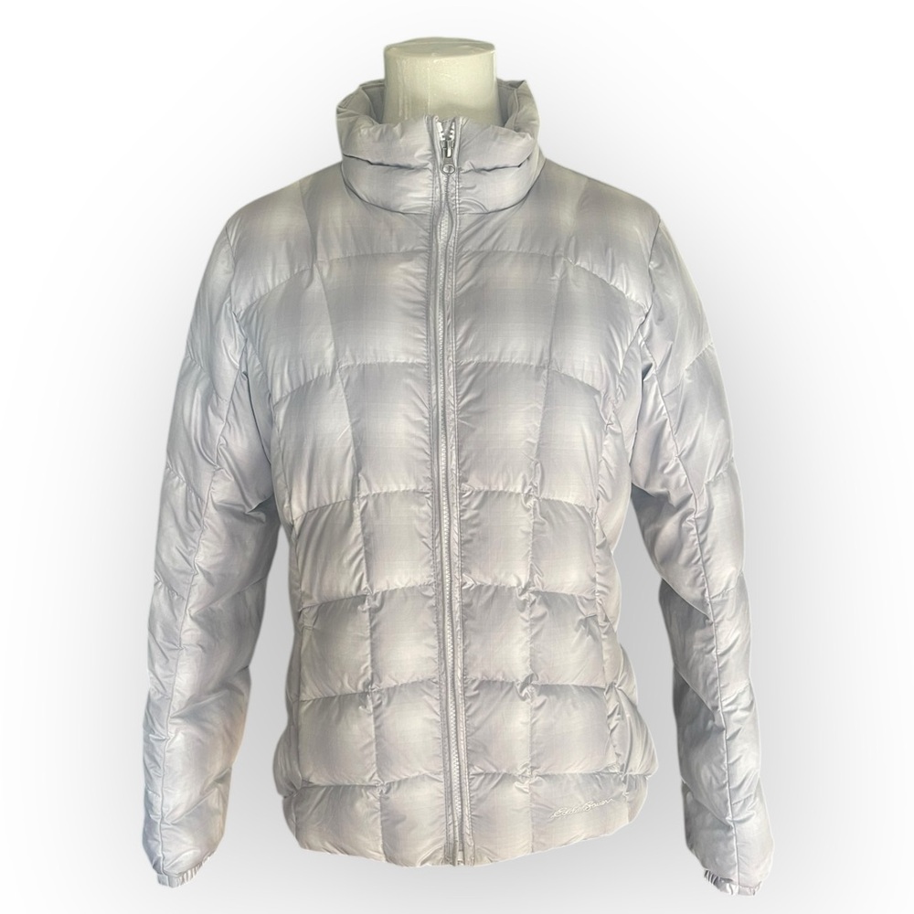 Eddie Bauer Silver Puffer Jacket Lightweight Quilted Design Small